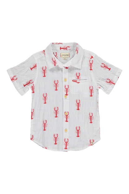 White With Red Lobsters Shirt
