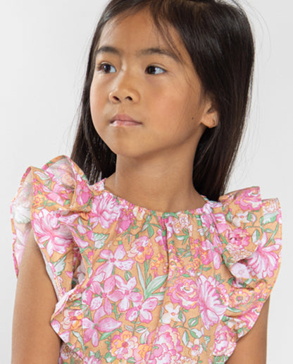 Blusa Ocre Flor Rosa