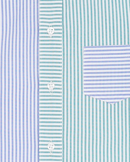 Camiseta Combianada Raya Azul Y Verde
