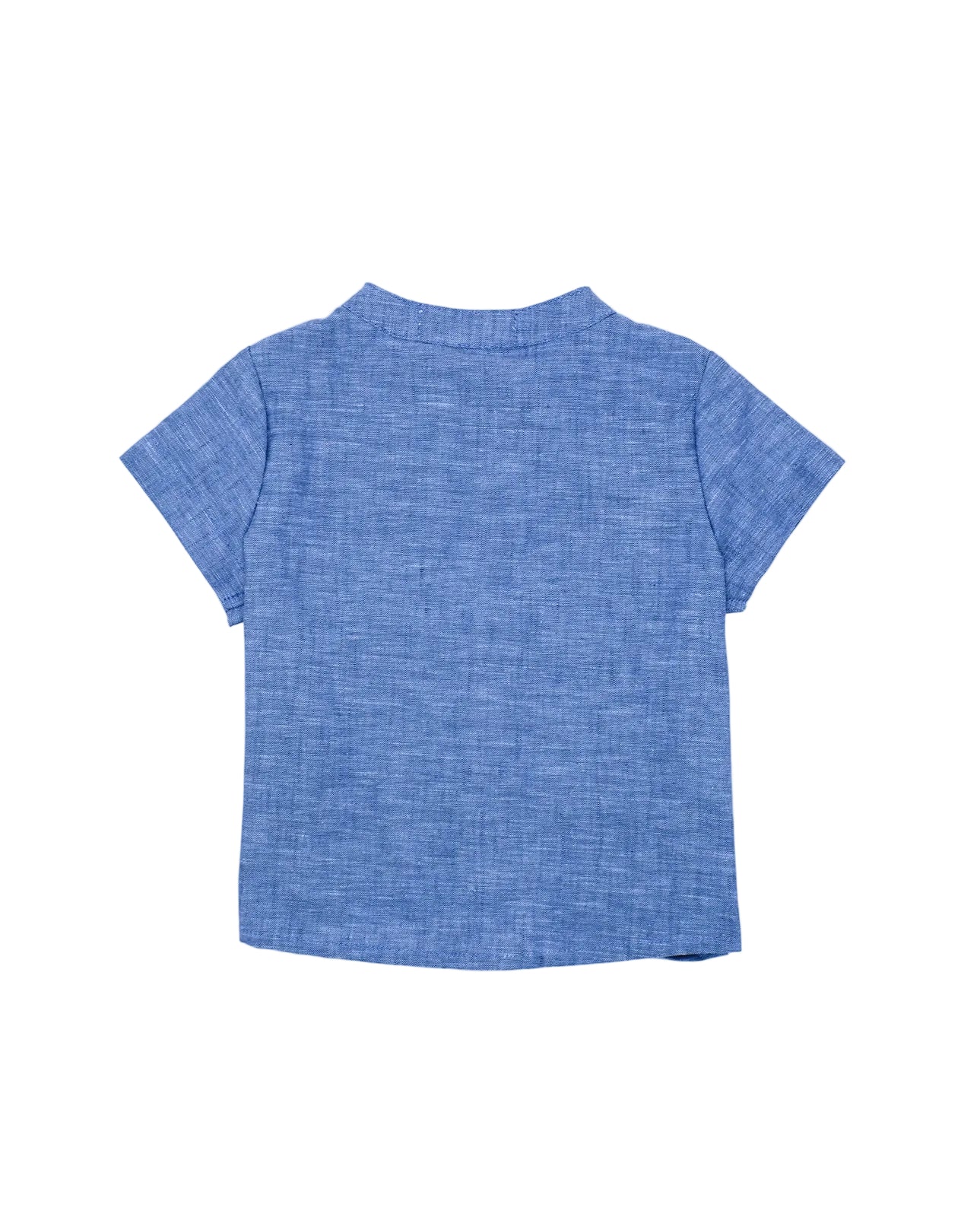 Camisa Manga Corta Flameada Azul