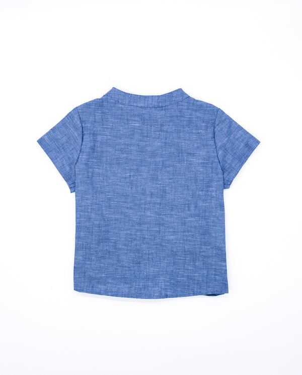 CAMISA MANGA CORTA FLAMEADA AZUL