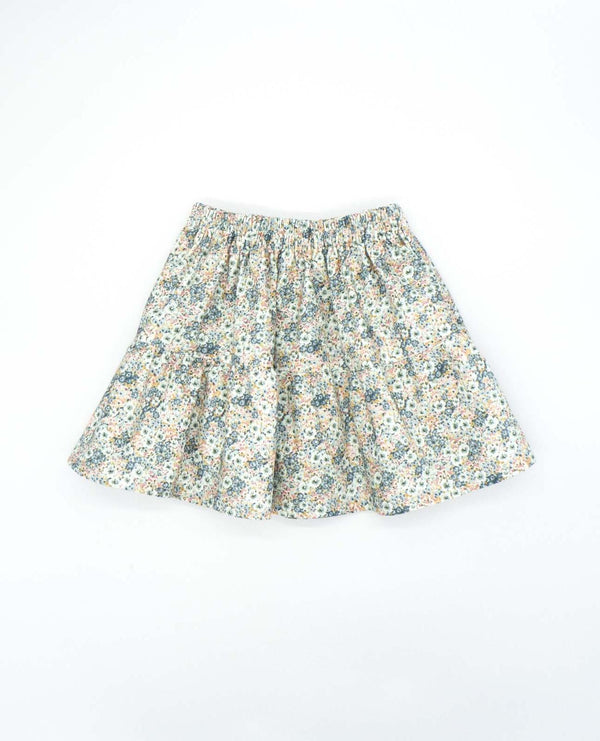 Falda con goma de viella estampada de flores verde