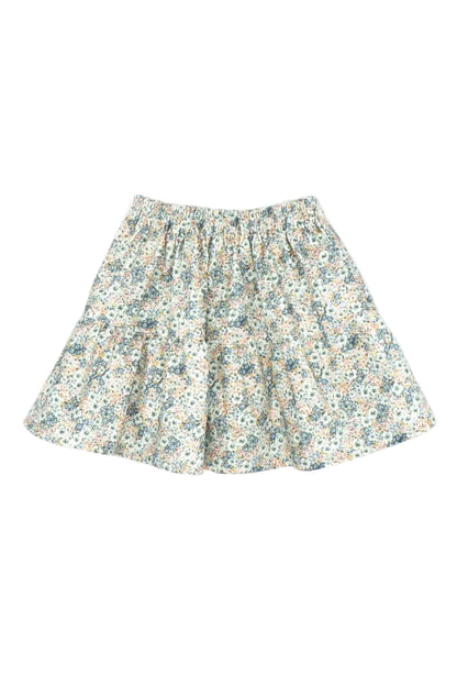 Falda Con Goma De Viella Estampada De Flores Verde