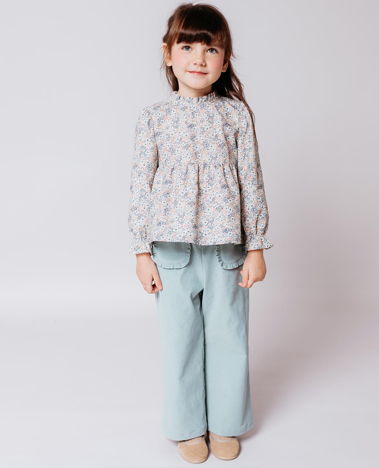 Pantalón De Micro Pana Menta