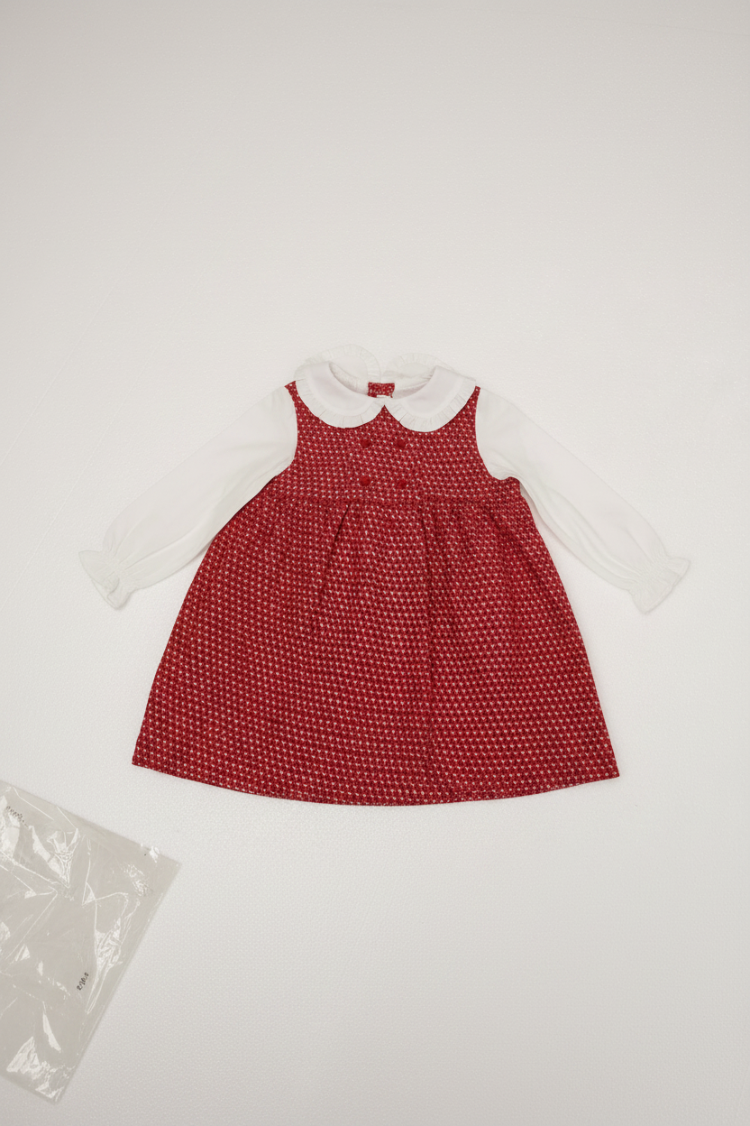 Shimmer Tweed Dress with White Viella Collar and Sleeves
